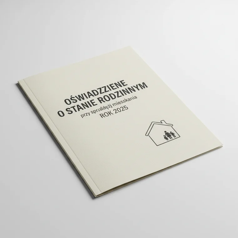 Sprzedający składa oświadczenie o stanie rodzinnym przy sprzedaży mieszkania 2025 u notariusza, omawiając stan cywilny i majątek wspólny