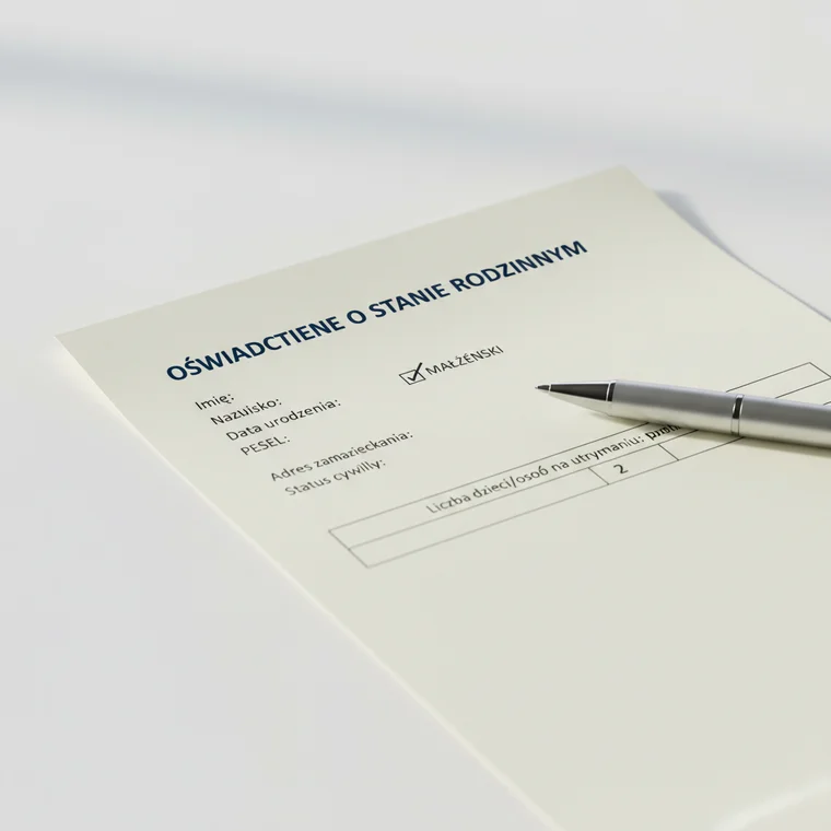 Młoda para wypełnia oświadczenie o stanie rodzinnym przy kredycie hipotecznym, unikając najczęstszych błędów w dokumentach bankowych