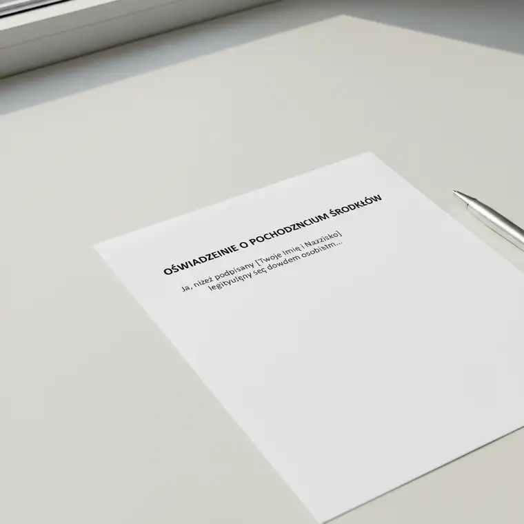 Kupujący mieszkanie za gotówkę składa oświadczenie o pochodzeniu środków przed notariuszem, wyjaśniając źródło pieniędzy na zakup nieruchomości