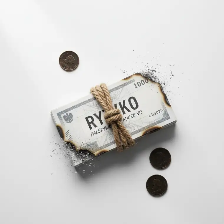 Mężczyzna podpisujący oświadczenie o pochodzeniu środków przy zakupie nieruchomości u notariusza, ryzykujący konsekwencje fałszywego oświadczenia