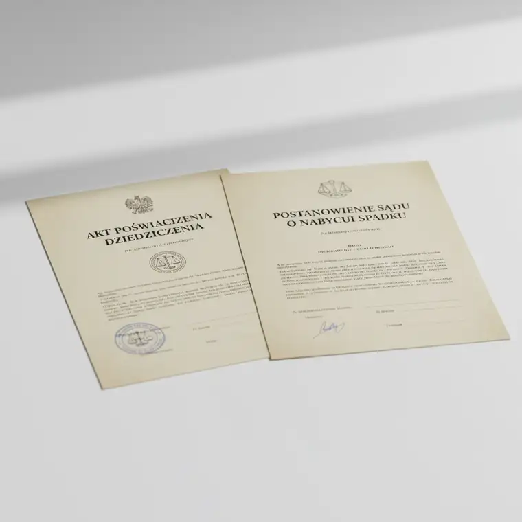 Rodzina omawiająca dziedziczenie mieszkania z notariuszem, wybór między aktem poświadczenia dziedziczenia a postanowieniem sądu