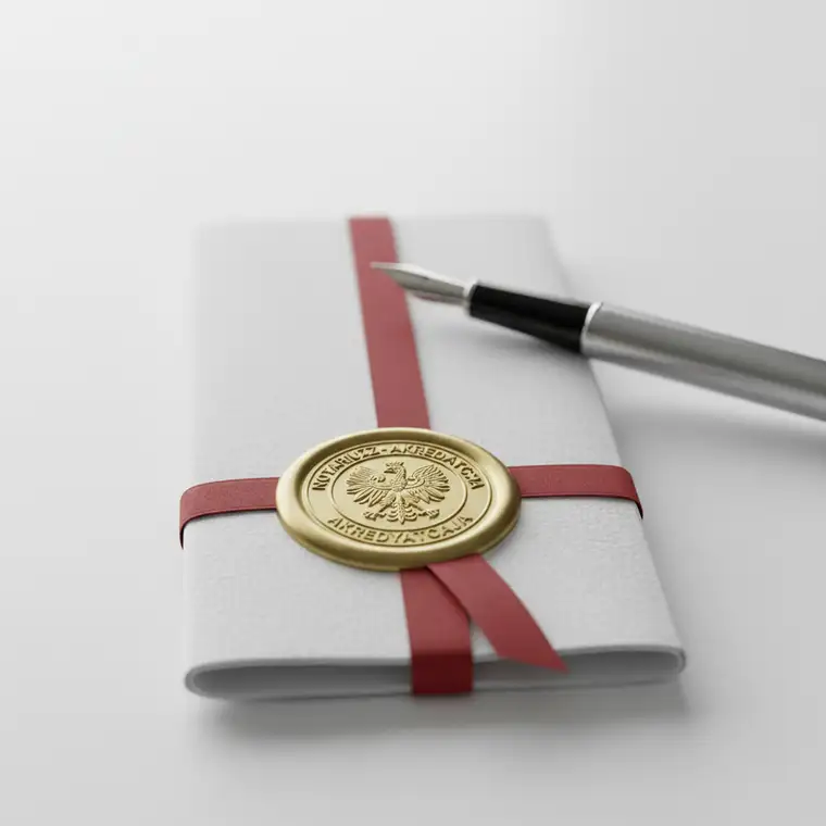 Notariusz omawia z klientem treść pełnomocnictwa do sprzedaży mieszkania, wyjaśniając, jak zawrzeć umowę bez obecności właściciela