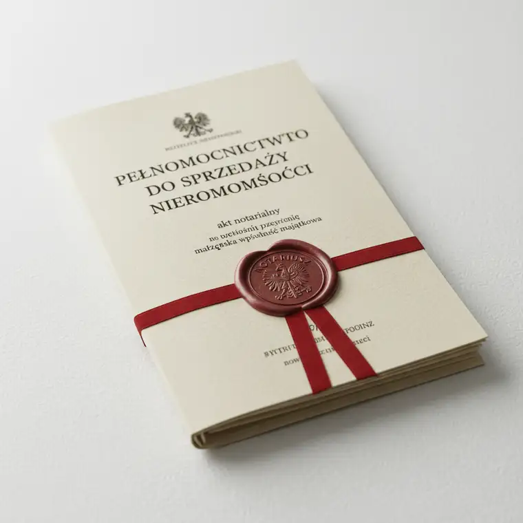 Para małżonków u notariusza omawia pełnomocnictwo do sprzedaży mieszkania objętego małżeńską wspólnością majątkową