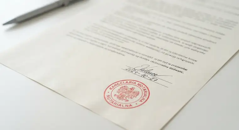 Dokumenty umowy najmu okazjonalnego obok aktu notarialnego, które pokazują formalności i ochronę wynajmującego w najmie okazjonalnym